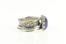 Load image into Gallery viewer, Sterling Silver Squared Lapis Lazuli Busy Spinner Statement Ring