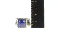 Load image into Gallery viewer, Sterling Silver Squared Lapis Lazuli Busy Spinner Statement Ring
