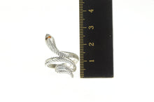 Load image into Gallery viewer, Sterling Silver Garnet Eyed Snake Serpent Wrap Statement Ring