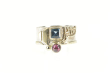 Load image into Gallery viewer, Sterling Silver Blue Topaz Amethyst Abstract Geometric Band Ring