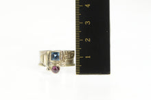 Load image into Gallery viewer, Sterling Silver Blue Topaz Amethyst Abstract Geometric Band Ring
