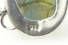 Load image into Gallery viewer, Sterling Silver Oval Labradorite Cabochon Ornate Statement Pendant