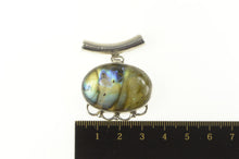 Load image into Gallery viewer, Sterling Silver Oval Labradorite Cabochon Ornate Statement Pendant