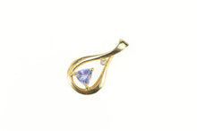 Load image into Gallery viewer, 14K Trillion Tanzanite Diamond Accent Statement Pendant Yellow Gold