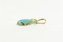 Load image into Gallery viewer, 14K Pear Turquoise Cabochon Ornate Vine Pendant Yellow Gold