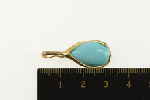 Load image into Gallery viewer, 14K Pear Turquoise Cabochon Ornate Vine Pendant Yellow Gold