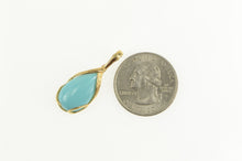 Load image into Gallery viewer, 14K Pear Turquoise Cabochon Ornate Vine Pendant Yellow Gold