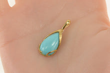 Load image into Gallery viewer, 14K Pear Turquoise Cabochon Ornate Vine Pendant Yellow Gold