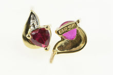 Load image into Gallery viewer, 10K Heart Ruby Diamond Accent Classic Stud Earrings Yellow Gold