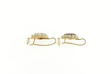 Load image into Gallery viewer, 14K Pear Cut Garnet Pearl Halo Dangle Hook Back Earrings Yellow Gold