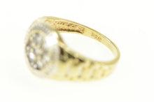 Load image into Gallery viewer, 10K Diamond Round Watch Band Style Statement Ring Yellow Gold