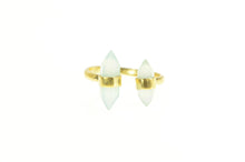 Load image into Gallery viewer, Sterling Silver Opalite Point Inset Ornate Open Face Crystal Ring