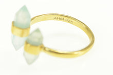 Load image into Gallery viewer, Sterling Silver Opalite Point Inset Ornate Open Face Crystal Ring