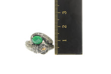 Load image into Gallery viewer, Sterling Silver 14k Gold Green Chalcedony Crocodile Cayman Ring