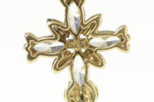 Load image into Gallery viewer, 14K Marquise Cubic Zirconia Cross Christian Pendant Yellow Gold