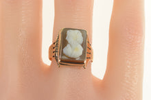 Load image into Gallery viewer, 14K Ornate Carved Coral Shell Cameo Statement Ring Yellow Gold