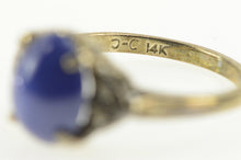 Load image into Gallery viewer, 14K Oval Syn. Blue Star Sapphire Diamond Retro Ring White Gold