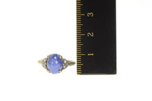 Load image into Gallery viewer, 14K Oval Syn. Blue Star Sapphire Diamond Retro Ring White Gold