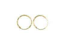 Load image into Gallery viewer, 12K Geometric Zig Zag Pattern Squared Hoop Earrings Yellow Gold