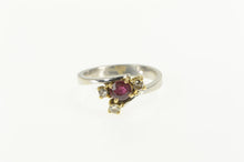 Load image into Gallery viewer, 14K 0.68 Ctw Natural Ruby Diamond Cluster Ring White Gold