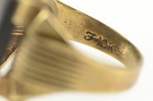 Load image into Gallery viewer, 10K 1960's Black Onyx Squared Diamond Statement Ring Yellow Gold