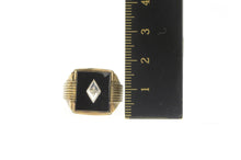 Load image into Gallery viewer, 10K 1960's Black Onyx Squared Diamond Statement Ring Yellow Gold