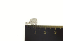 Load image into Gallery viewer, 14K Princess Cut Diamond Halo Squared Cluster Pendant White Gold