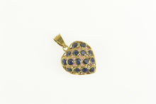 Load image into Gallery viewer, 18K Pave Natural Ruby & Sapphire Puffy Heart Pin/Brooch Yellow Gold