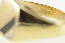 Load image into Gallery viewer, 10K Black Onyx Diamond Squared Men's Statement Ring Yellow Gold