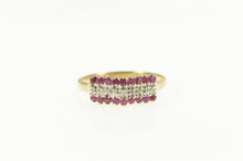 Load image into Gallery viewer, 10K Ruby Diamond Tiered Squared Statement Band Ring Yellow Gold
