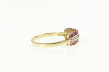 Load image into Gallery viewer, 10K Ruby Diamond Tiered Squared Statement Band Ring Yellow Gold