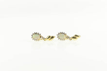 Load image into Gallery viewer, 14K Oval Natural Opal Diamond Halo Dangle Earrings Yellow Gold
