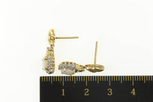 Load image into Gallery viewer, 14K Oval Natural Opal Diamond Halo Dangle Earrings Yellow Gold