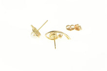 Load image into Gallery viewer, 14K Retro Pearl Diamond Accent Curved Stud Earrings Yellow Gold