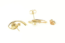 Load image into Gallery viewer, 14K Retro Pearl Diamond Accent Curved Stud Earrings Yellow Gold