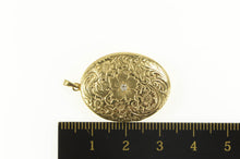 Load image into Gallery viewer, 14K Ornate Engraved Floral Diamond Photo Locket Pendant Yellow Gold