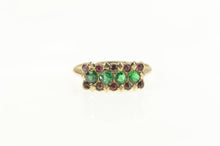 Load image into Gallery viewer, 14K Victorian Emerald Ruby Squared Statement Ring Yellow Gold