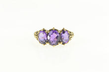 Load image into Gallery viewer, 10K Victorian Amethyst Filigree Statement Ring Yellow Gold