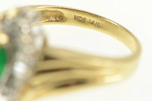 14K Marquise Emerald Diamond Halo Engagement Ring Yellow Gold