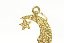 Load image into Gallery viewer, 14K Diamond Cut Crescent Moon Star Space Charm/Pendant Yellow Gold