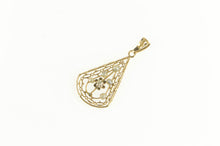 Load image into Gallery viewer, 14K Ornate Filigree Seed Pearl Diamond Statement Pendant Yellow Gold