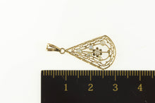 Load image into Gallery viewer, 14K Ornate Filigree Seed Pearl Diamond Statement Pendant Yellow Gold