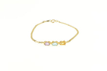 Load image into Gallery viewer, 14K Amethyst Blue Topaz Citrine Square Chain Bracelet 6.5" Yellow Gold