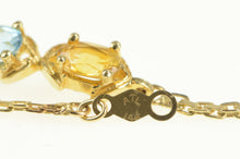 Load image into Gallery viewer, 14K Amethyst Blue Topaz Citrine Square Chain Bracelet 6.5" Yellow Gold
