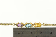 Load image into Gallery viewer, 14K Amethyst Blue Topaz Citrine Square Chain Bracelet 6.5" Yellow Gold