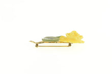 Load image into Gallery viewer, Gold Filled 1960's Ornate Celluloid Rose Nephrite Pin/Brooch