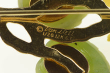 Load image into Gallery viewer, Gold Filled 1960's Ornate Celluloid Rose Nephrite Pin/Brooch