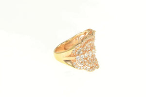 Sterling Silver Elaborate Scalloped CZ Encrusted Statement Ring