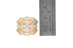 Sterling Silver Elaborate Scalloped CZ Encrusted Statement Ring