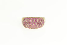 Load image into Gallery viewer, 10K Pave Ruby Encrusted Domed Statement Band Ring Yellow Gold
